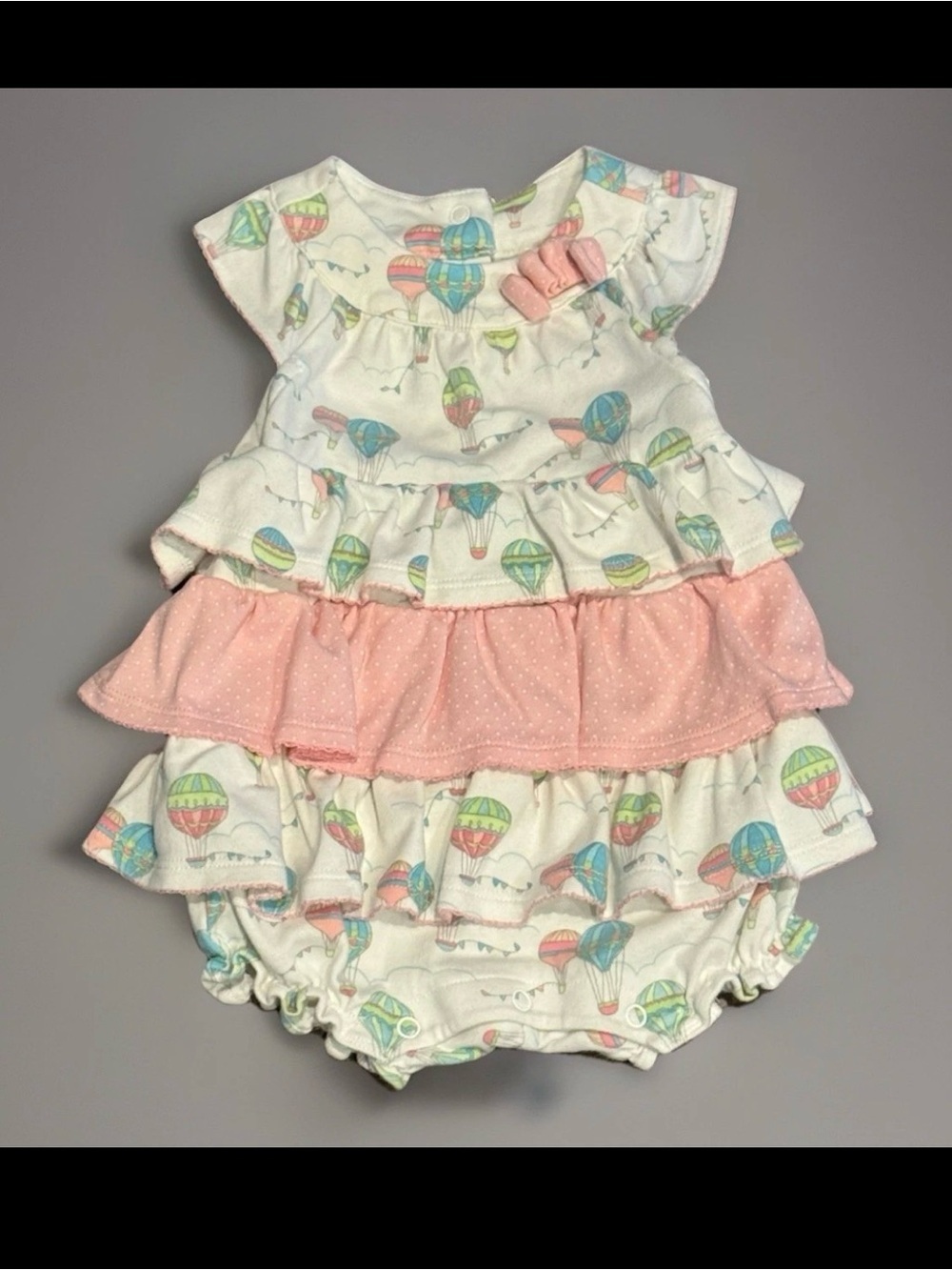 Janie and Jack Baby Girl Hot Air Balloon Ruffle Romper 0-3M 100% Cotton